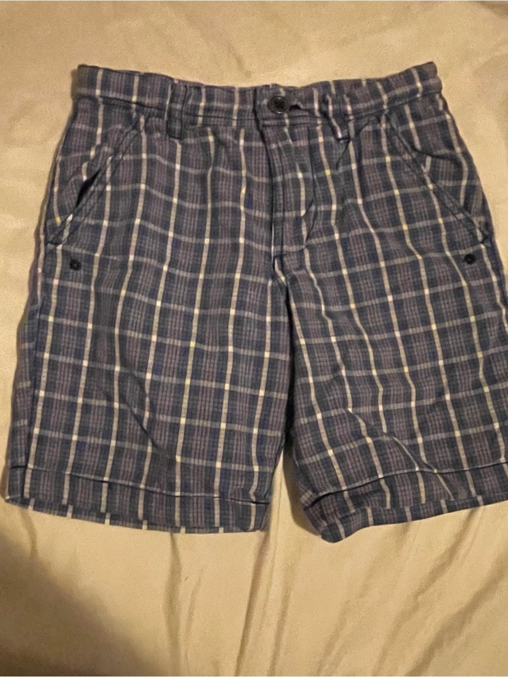 Kids Blue Plaid Casual Shorts